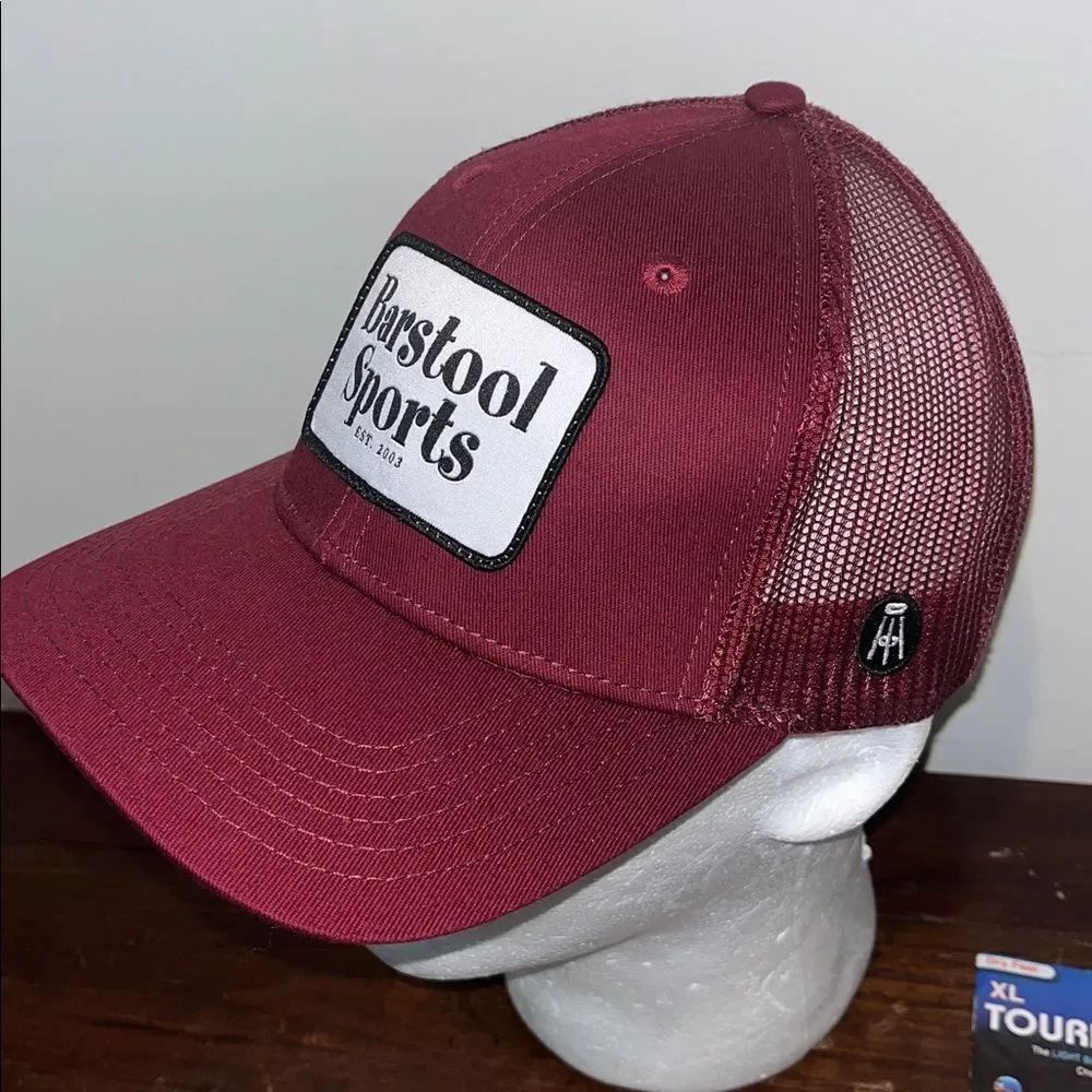 New Barstool Sports Baseball Trucker SnapBack Burgundy Red Sewn Patch Cap Hat